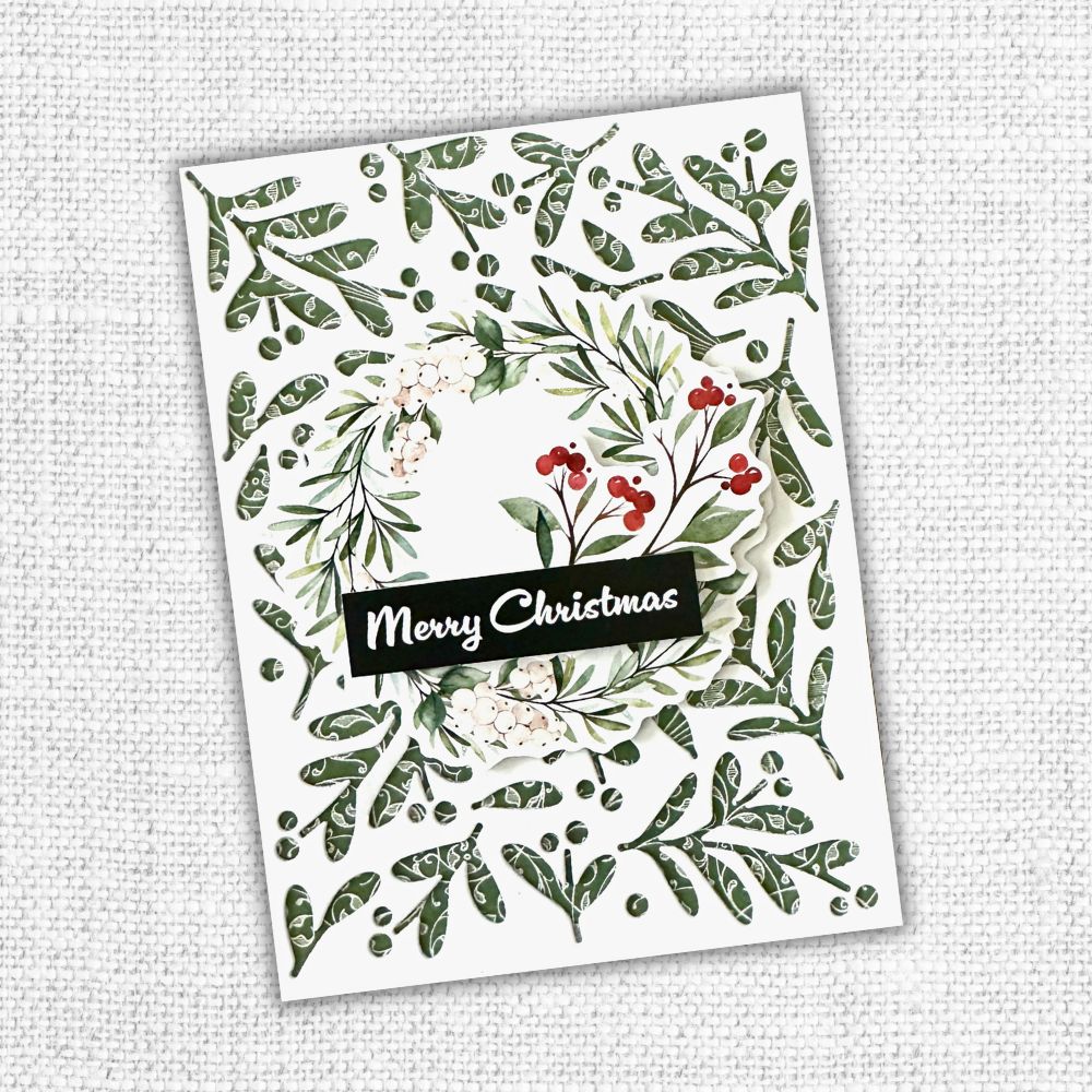 Paper Rose Floral Christmas Coverplate Die 32466 merry christmas
