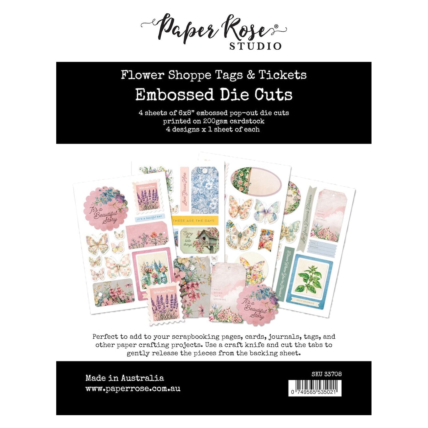 Paper Rose Flower Shoppe Basics Tags Embossed Die Cuts 33708