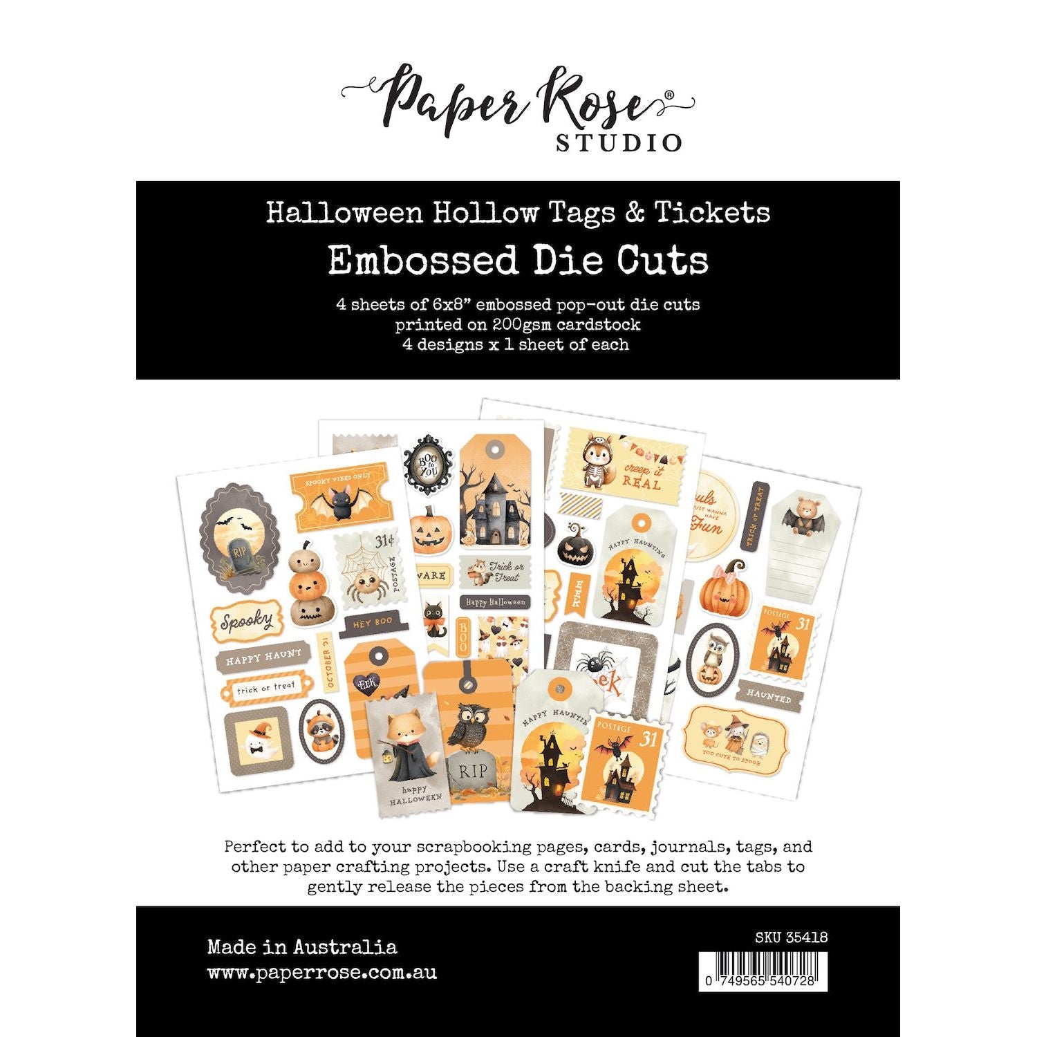 Paper Rose Halloween Hollow Basics Tags and Tickets Embossed Die Cuts 35418