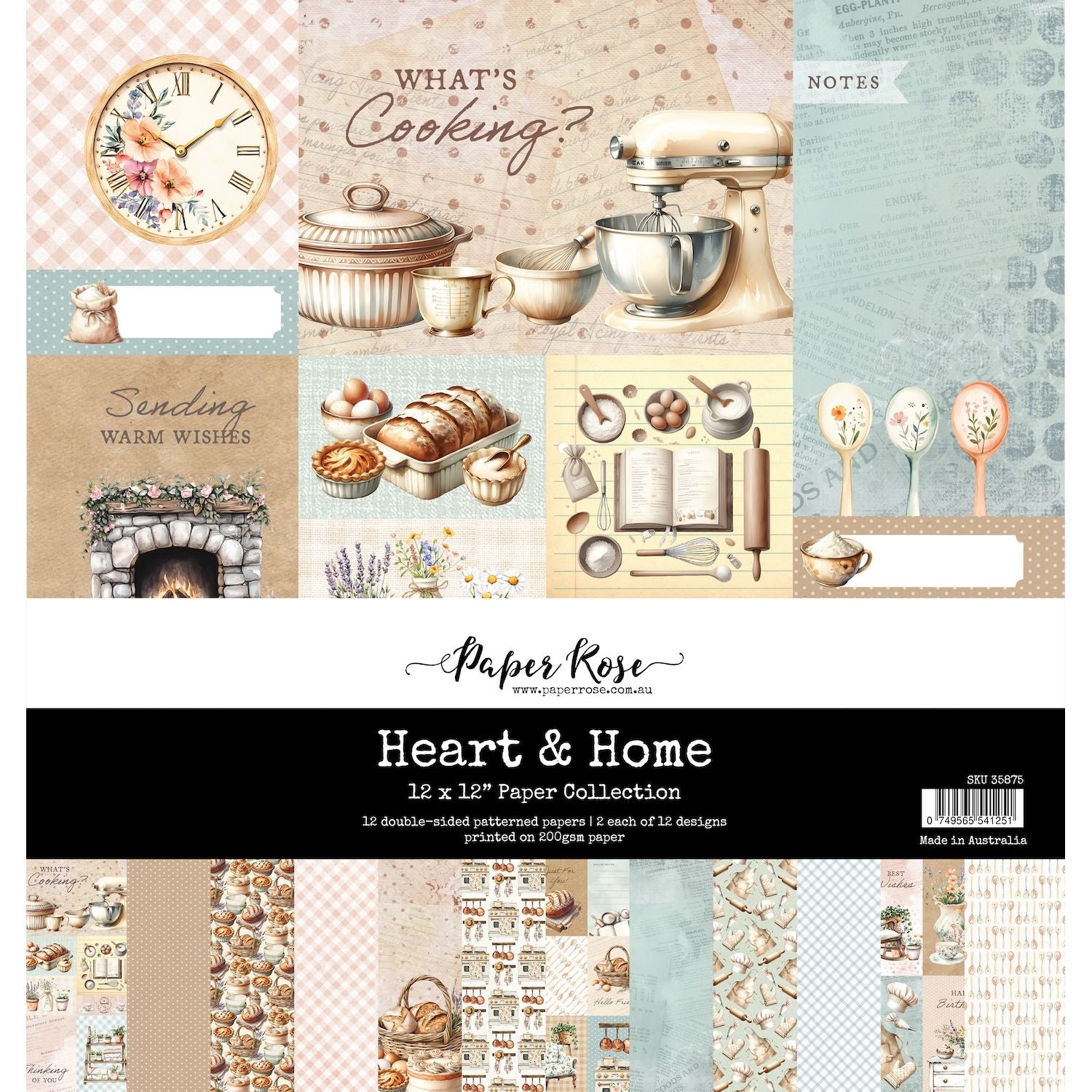 Paper Rose Heart and Home 12x12 Paper 35875