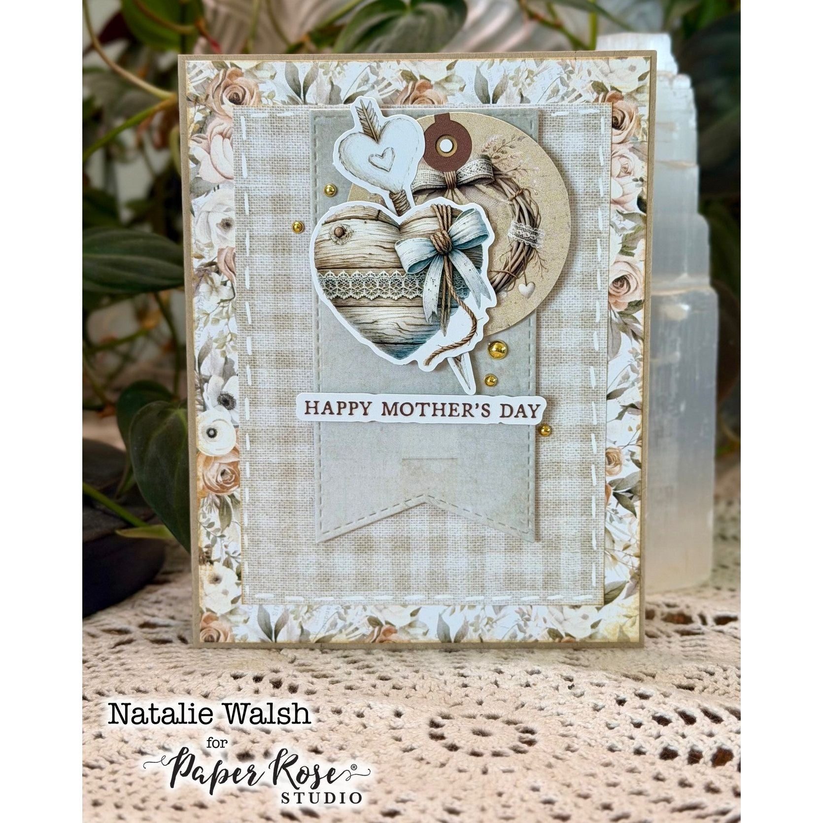 Paper Rose Heart and Home Embossed Die Cuts 35896 wreath