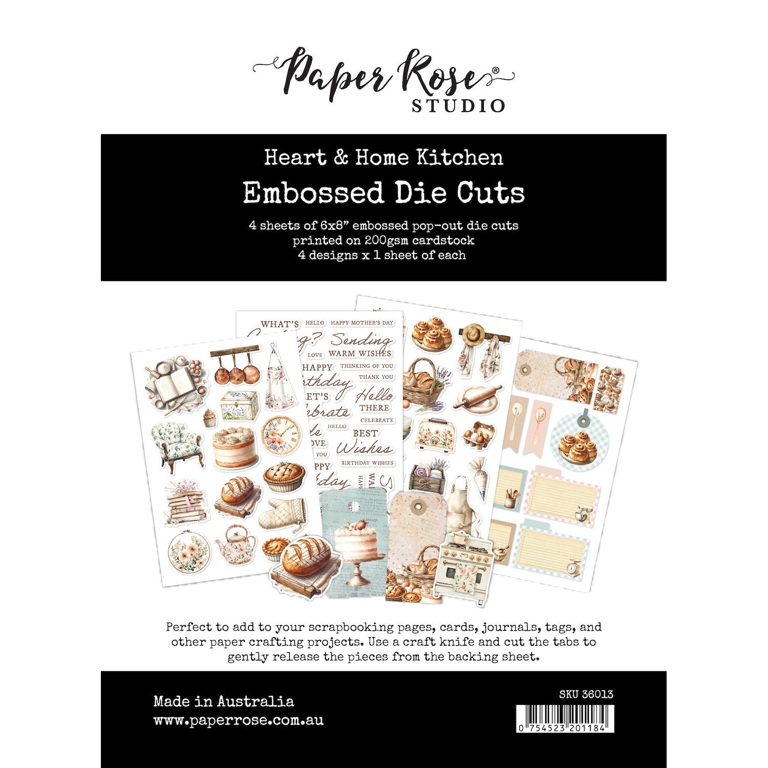 Paper Rose Heart and Home Kitchen Embossed Die Cuts 36013