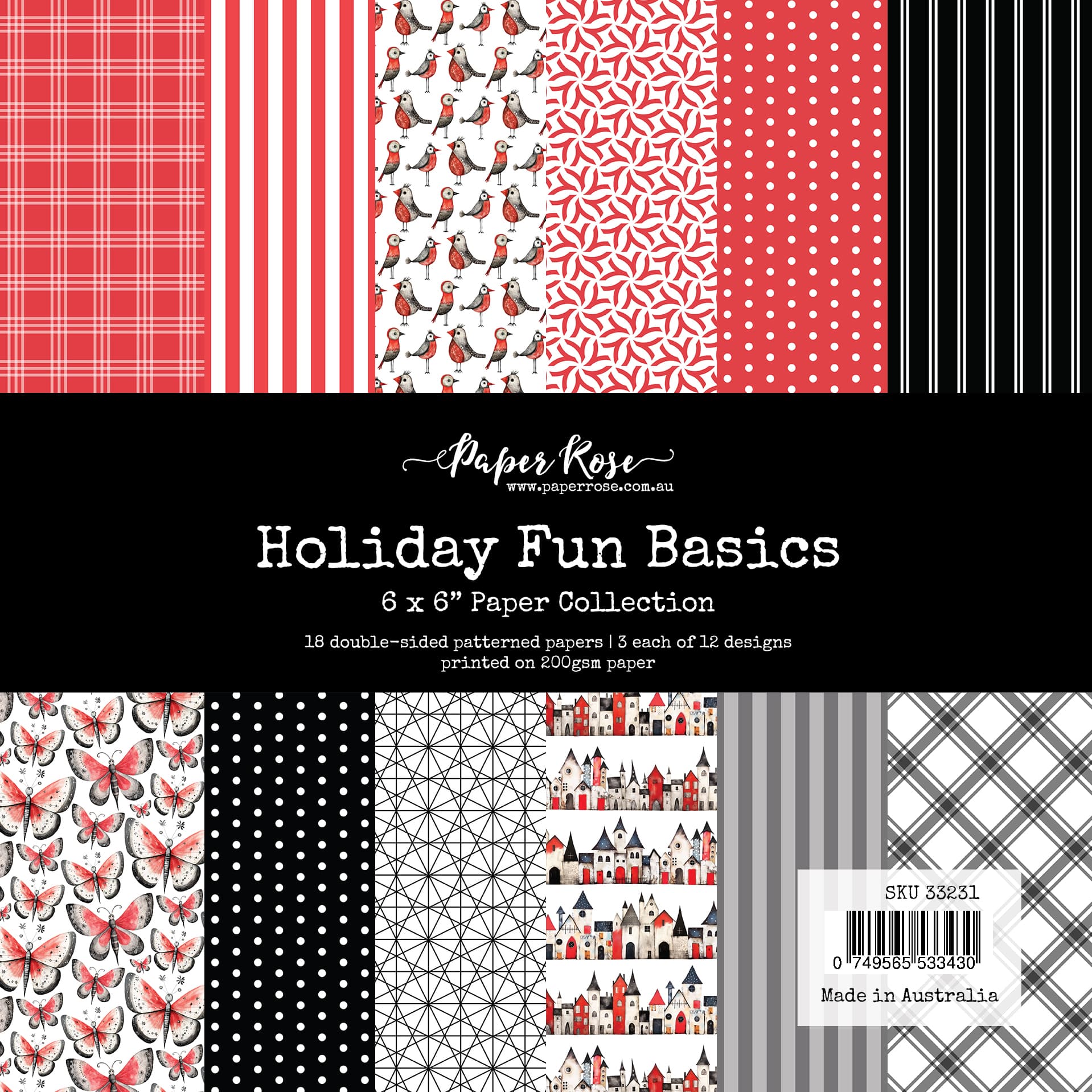 Paper Rose Holiday Fun Basics 6x6 Paper Pack 33231