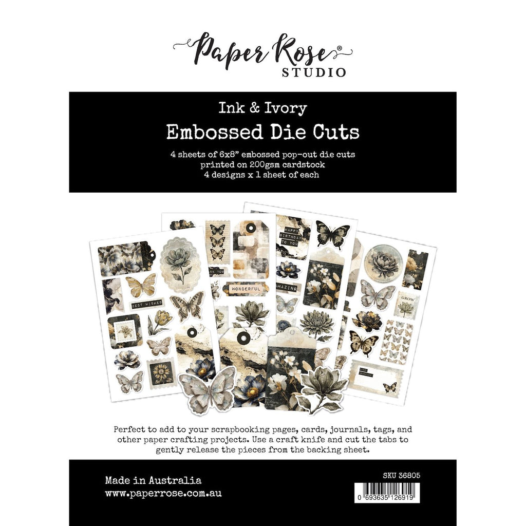 Paper Rose Ink and Ivory Embossed Die Cuts 36805