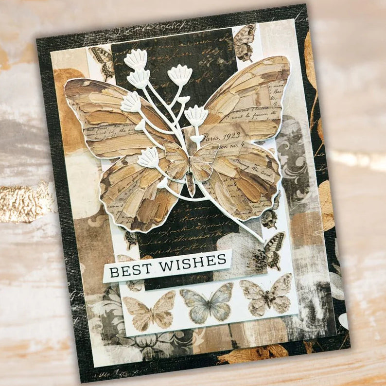 Paper Rose Ink and Ivory Embossed Die Cuts 36805 best wishes