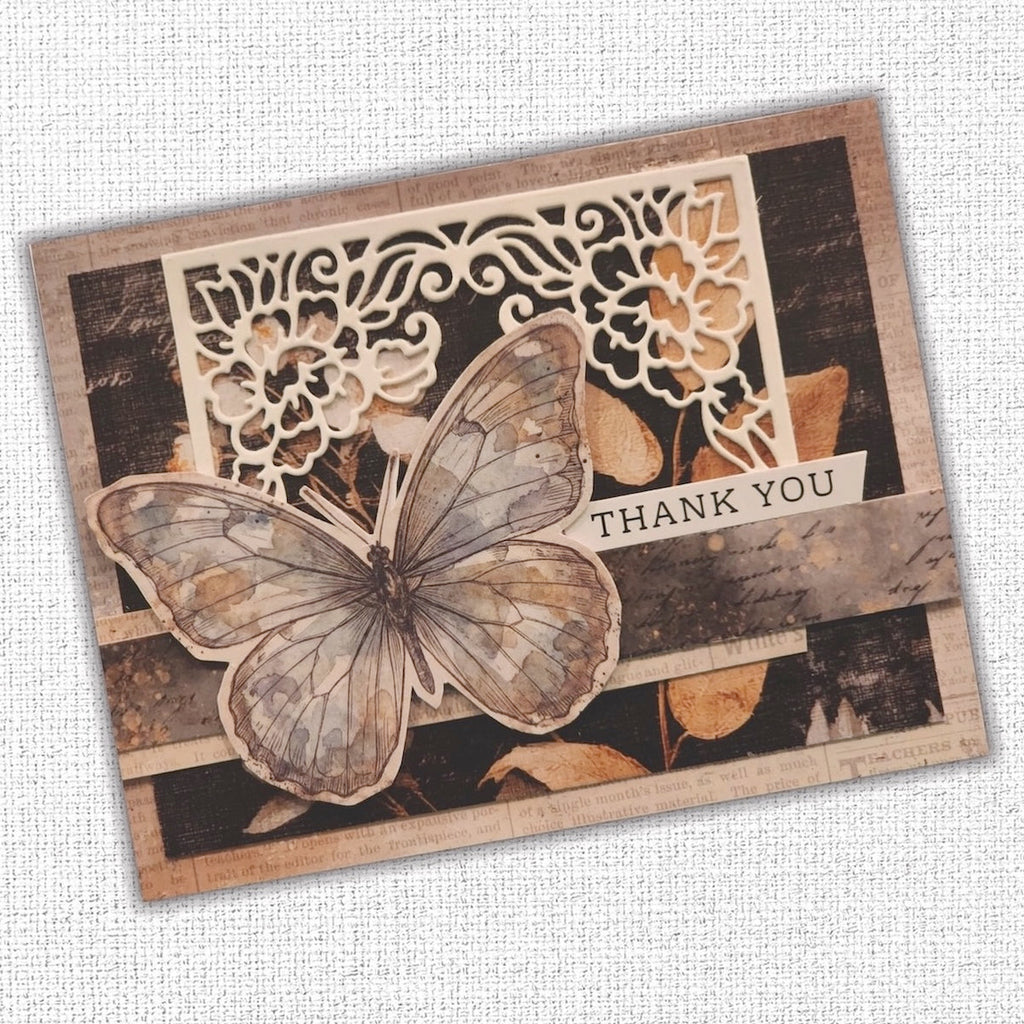 Paper Rose Ink and Ivory Embossed Die Cuts 36805 thank you