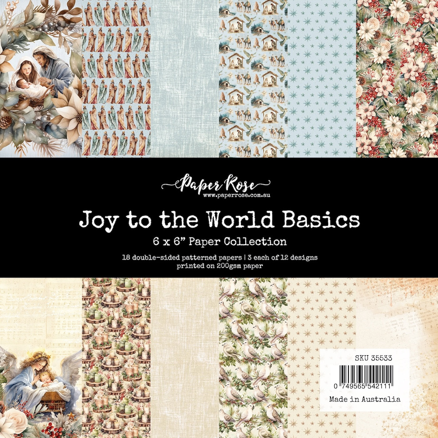 Paper Rose Joy To The World Basics 6x6 Paper Pack 35533