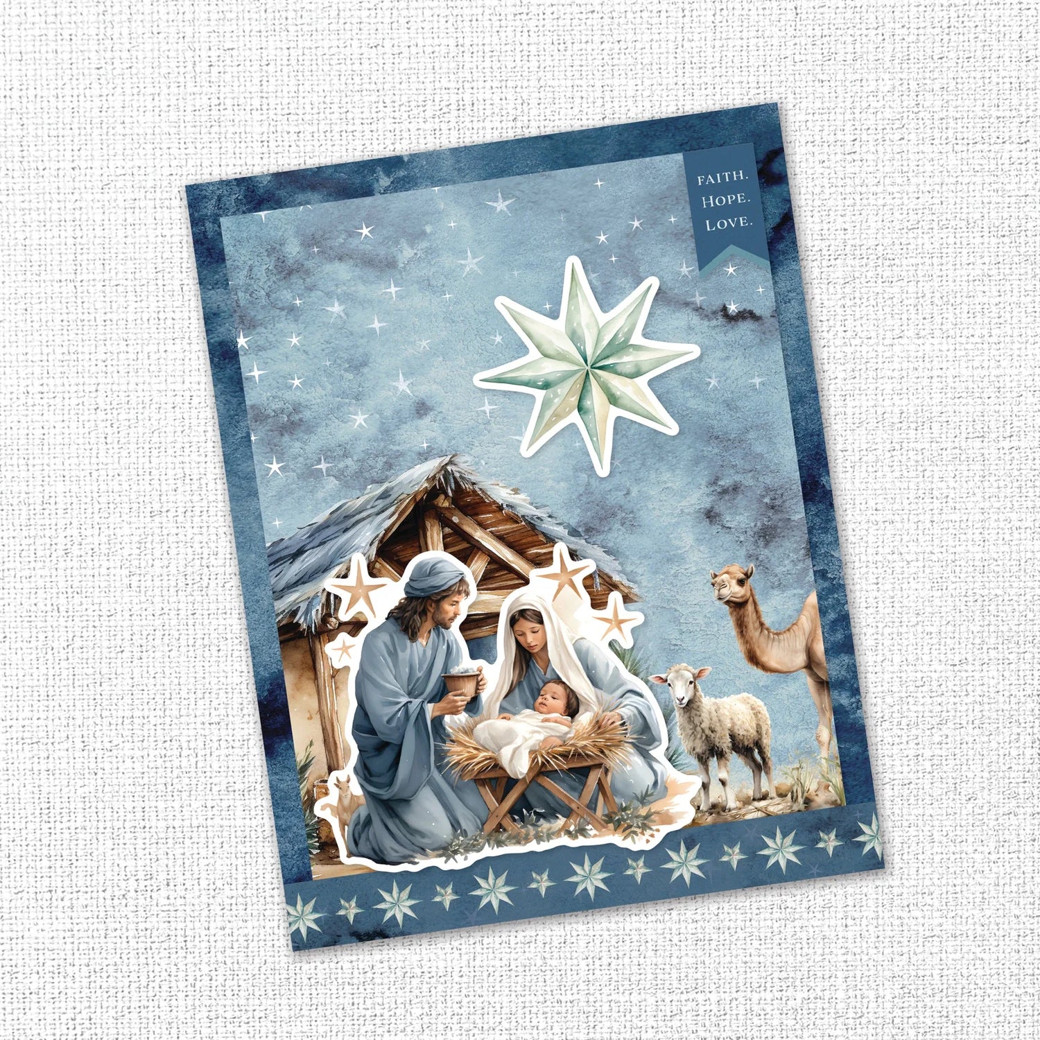 Paper Rose Joy To The World Embossed Die Cuts 35524 manger