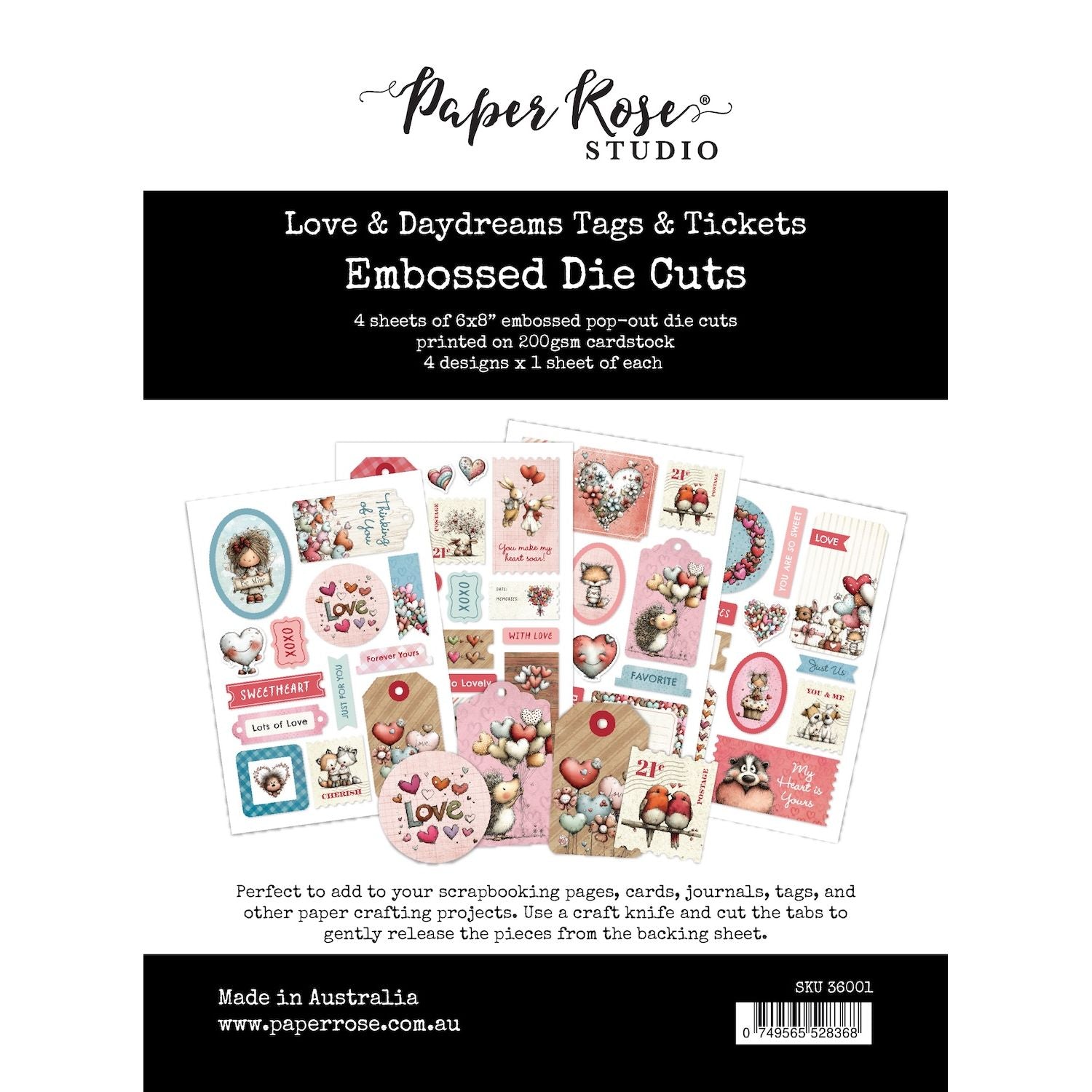 Paper Rose Love and Daydreams Tags and Tickets Embossed Die Cuts 36001 ...