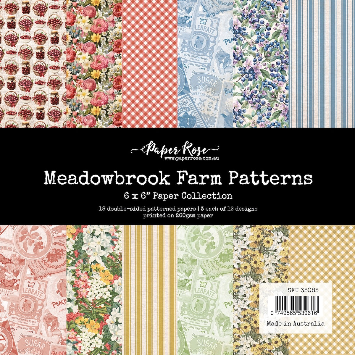 Paper Rose Meadowbrook Farms Patterns 6x6 Paper 35085