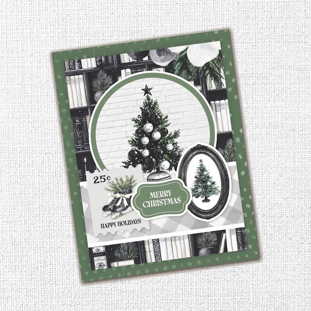 Paper Rose Mistletoe Market 6x6 Paper 37009 bookshelf black and white ornaments christmas card
