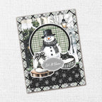Paper Rose Mistletoe Market Basics 12x12 Paper 37045 snowman cat laying on bed let it snow card