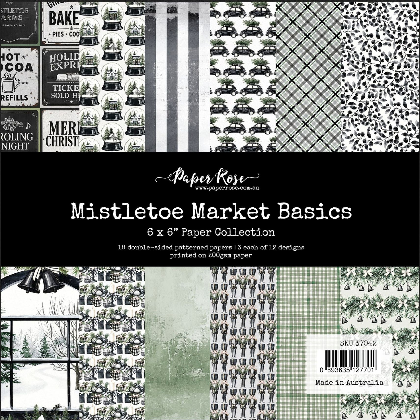 Paper Rose Mistletoe Market Basics 6x6 Paper 37042