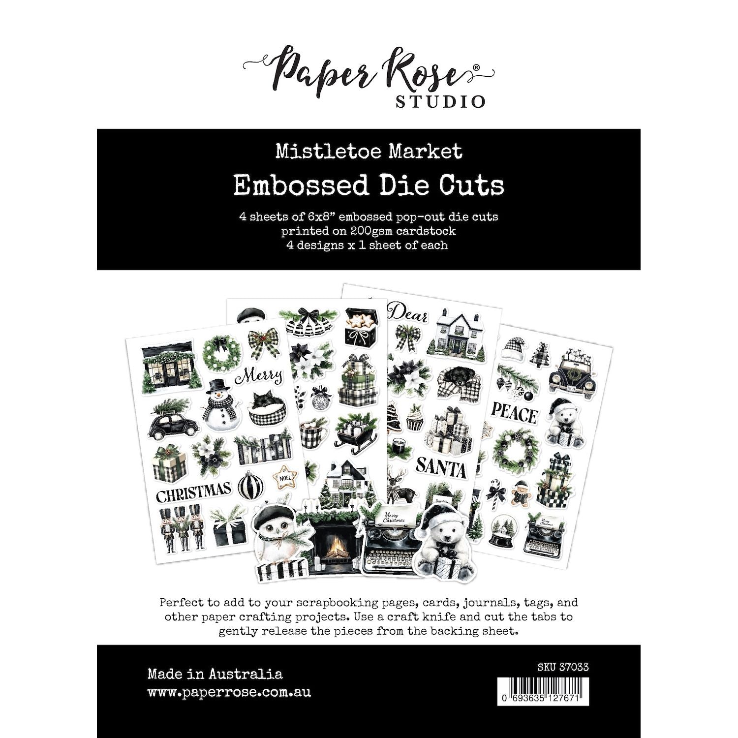 Paper Rose Mistletoe Market Embossed Die Cuts 37033
