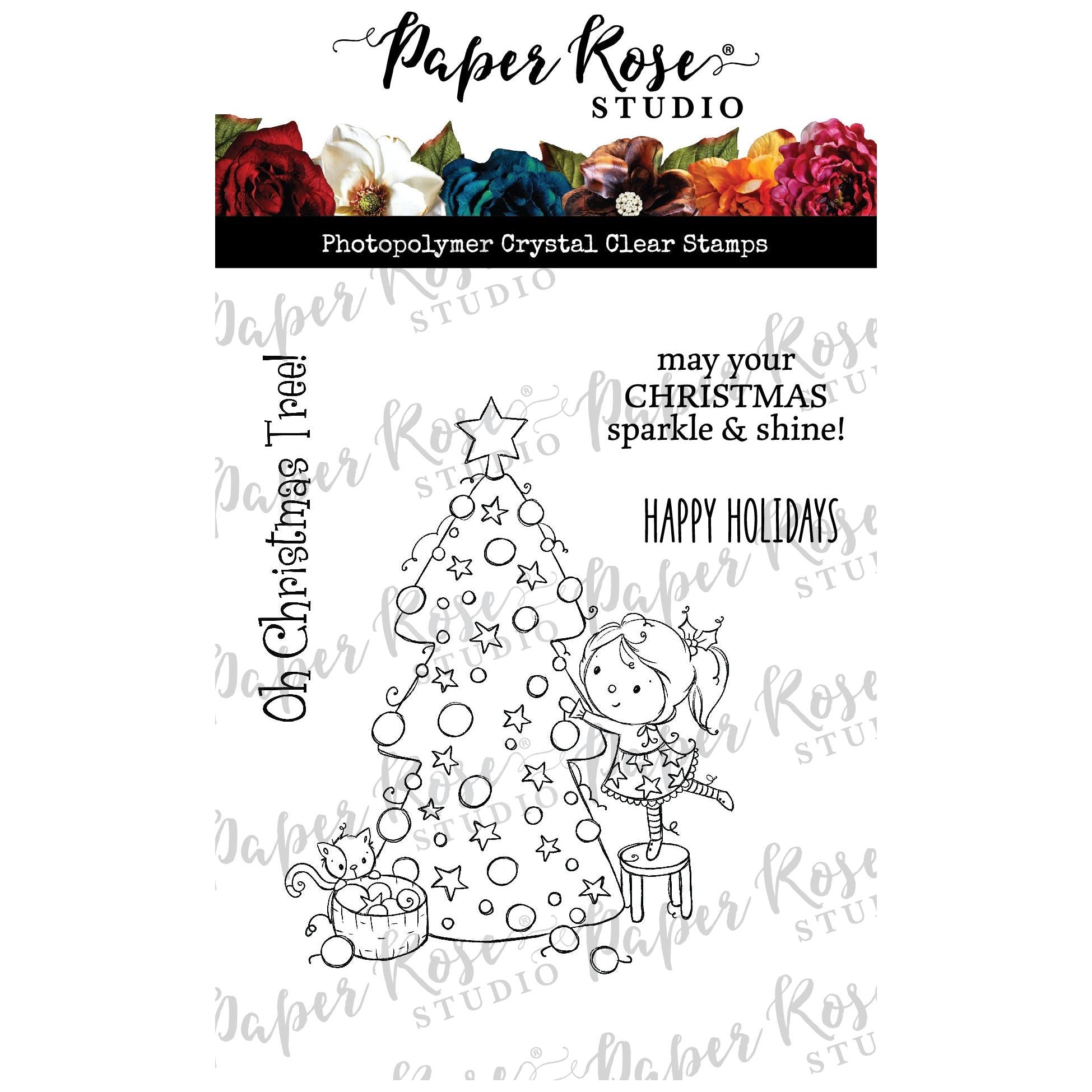 Paper Rose O Christmas Tree stamp
