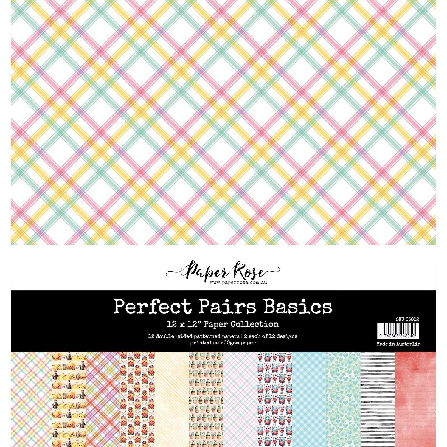 Paper Rose Perfect Pairs Basics 12x12 Paper Pack 35812
