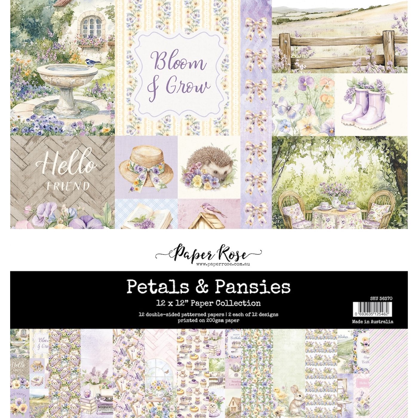 Paper Rose Petals and Pansies 12x12 Paper Collection 36370