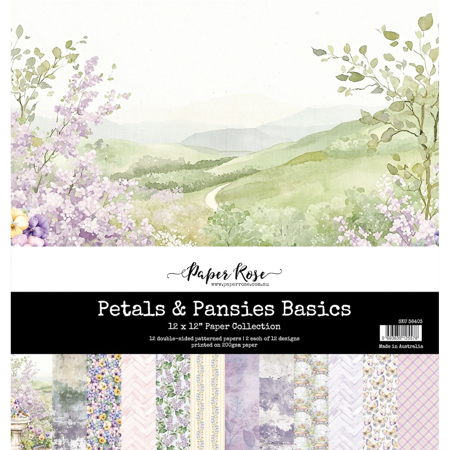 Paper Rose Petals and Pansies Basics 12x12 Paper 36403