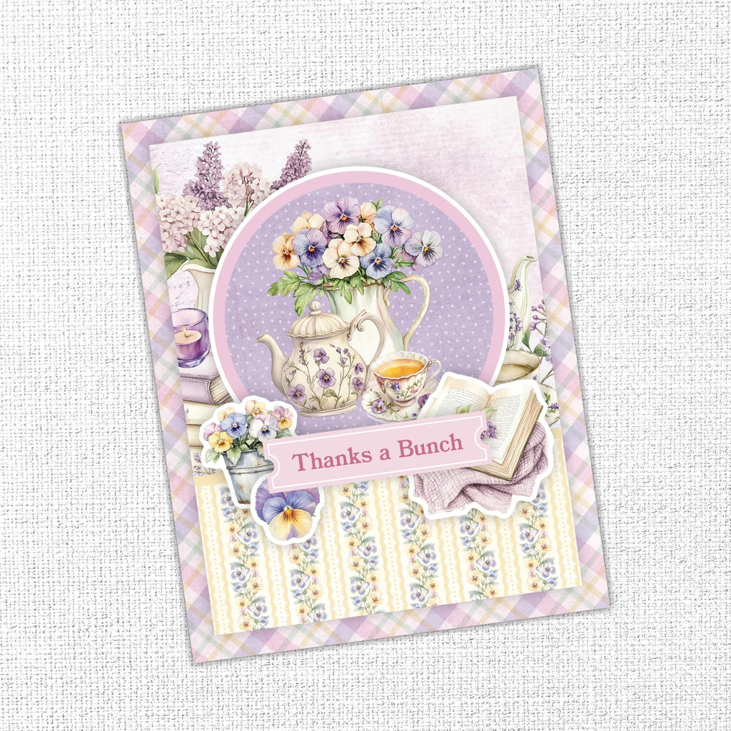 Paper Rose Petals and Pansies Basics 12x12 Paper 36403 tea pot