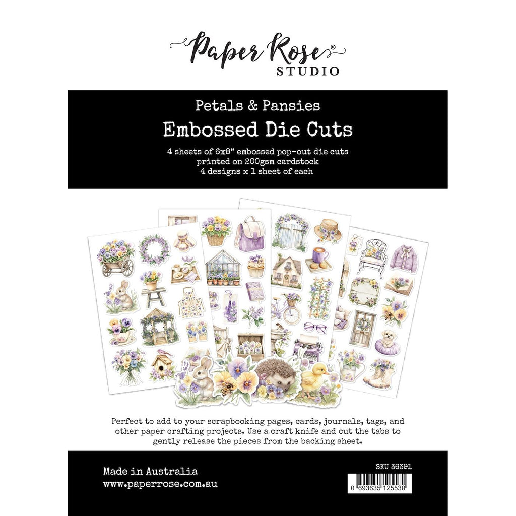 Paper Rose Petals and Pansies Embossed Die Cuts 36391