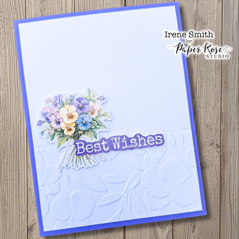 Paper Rose Petals and Pansies Layered Sentiments Embossed Die Cuts 36466 best wishes