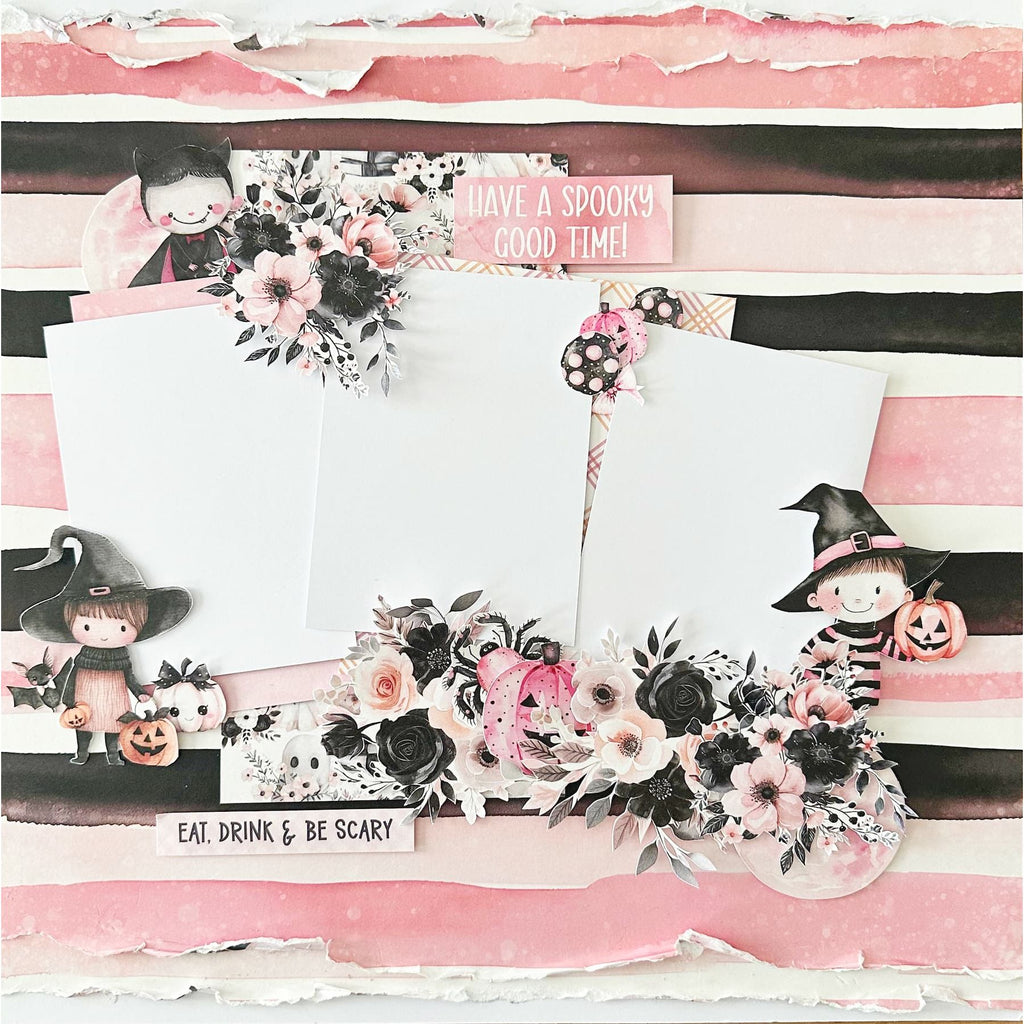 Paper Rose Pink Halloween 12x12 Paper 32796 be scary