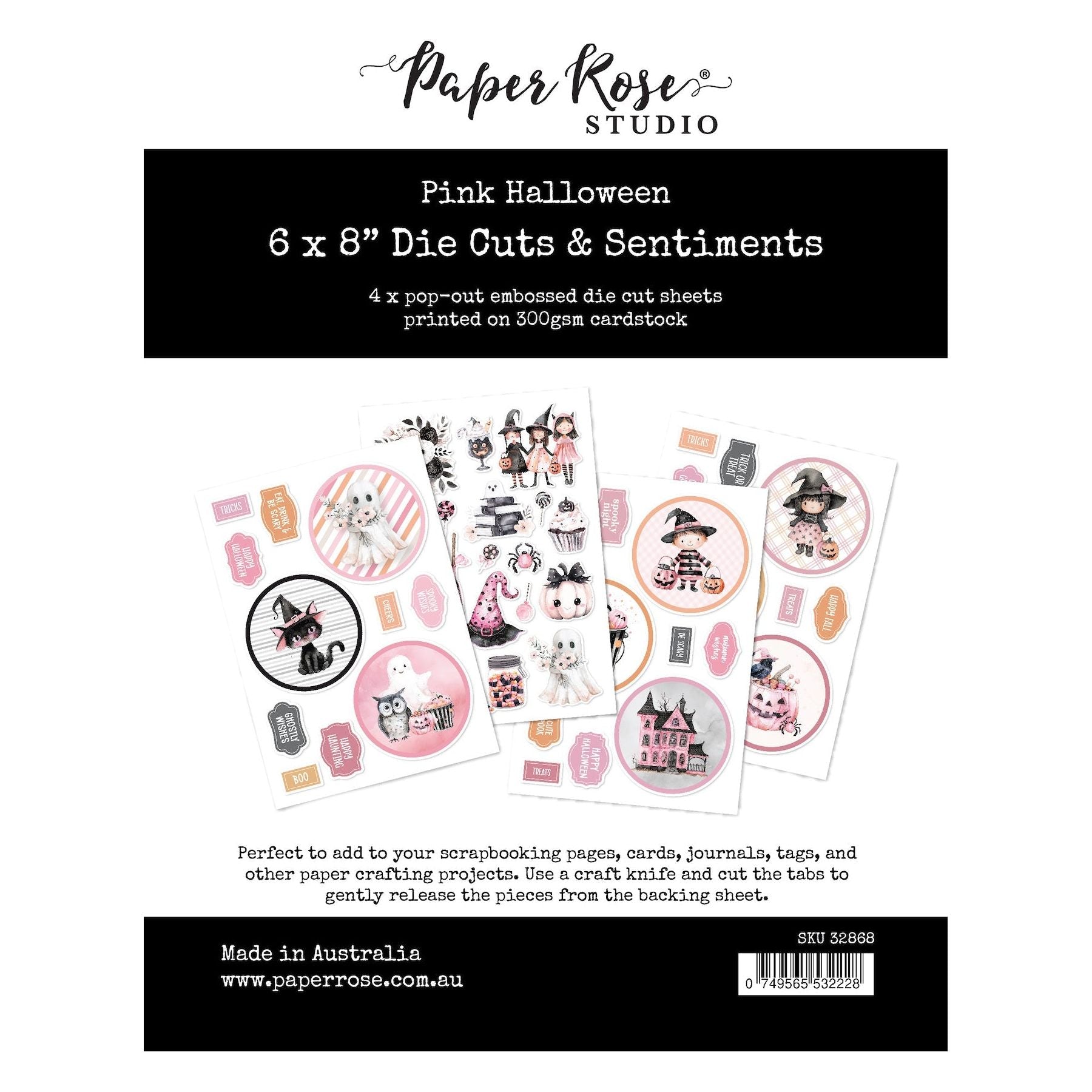 Paper Rose Pink Halloween Die Cuts and Sentiments 32868