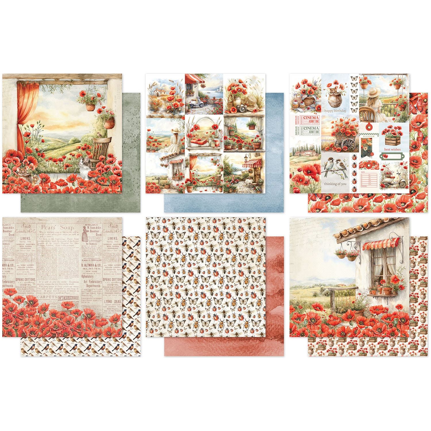 Paper Rose Poppy Garden 12x12 Paper 34620 sheets