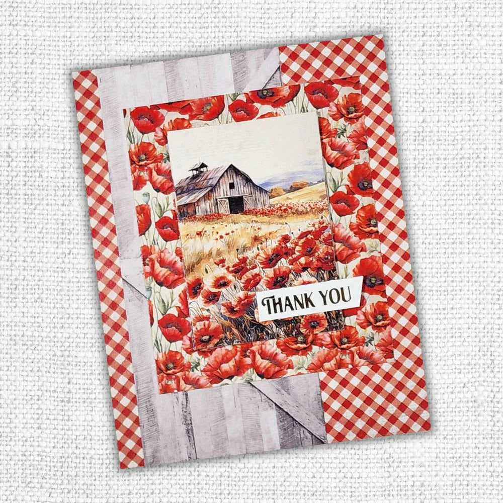 Paper Rose Poppy Garden Basics 12x12 Paper 34644 barn