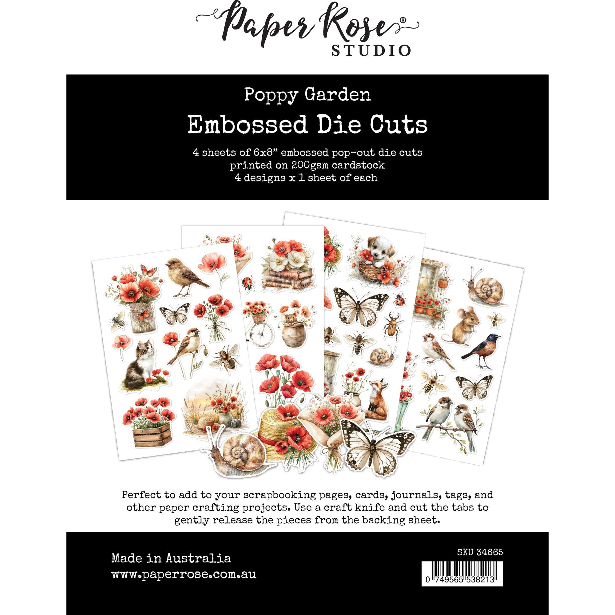 Paper Rose Poppy Garden Embossed Die Cuts 34665