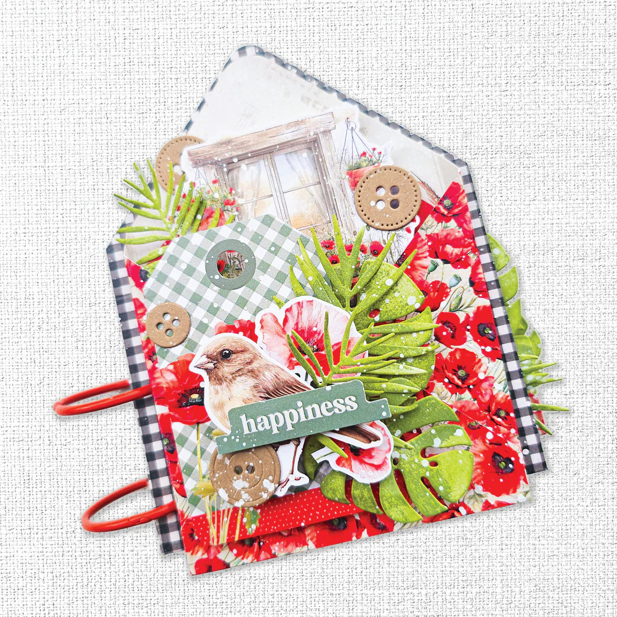 Paper Rose Poppy Garden Tags and Tickets Embossed Die Cuts 34683 buttons
