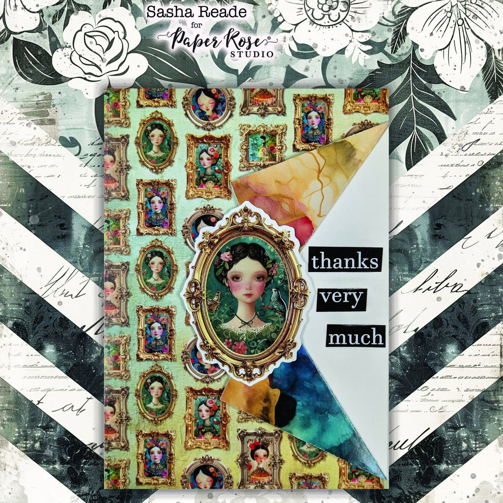 Paper Rose Portraits in Bloom 12x12 Paper 36559 picture frames thank you card sasha 