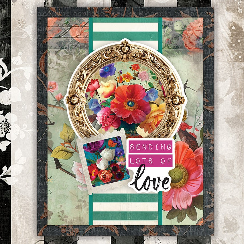 Paper Rose Portraits in Bloom Basics 6x6 Paper 36586 sending lots of love