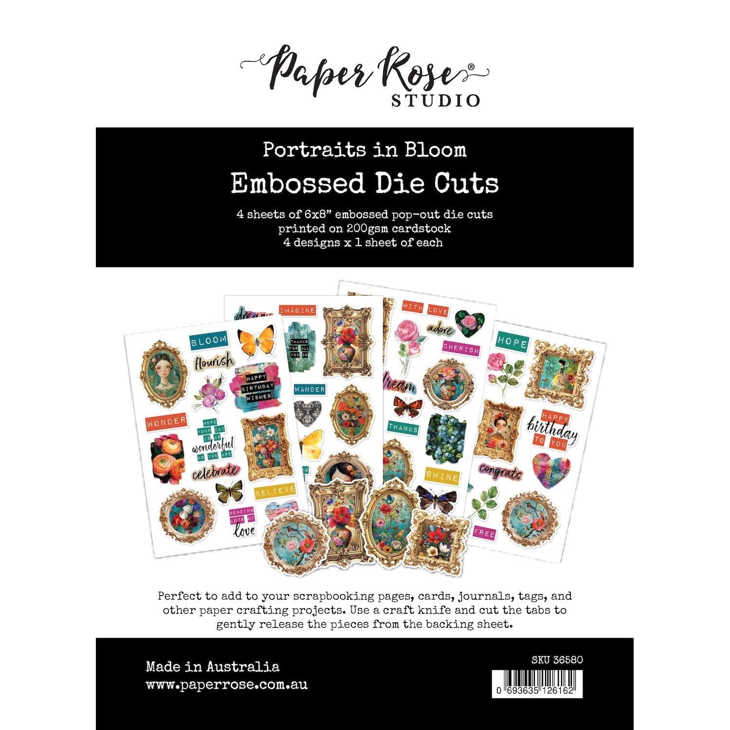 Paper Rose Portraits in Bloom Embossed Die Cuts 36580
