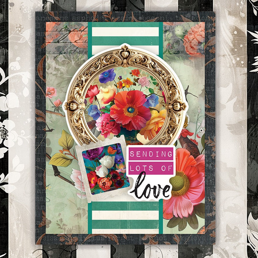 Paper Rose Portraits in Bloom Tags and Tickets Embossed Die Cuts 36610 sending lots of love