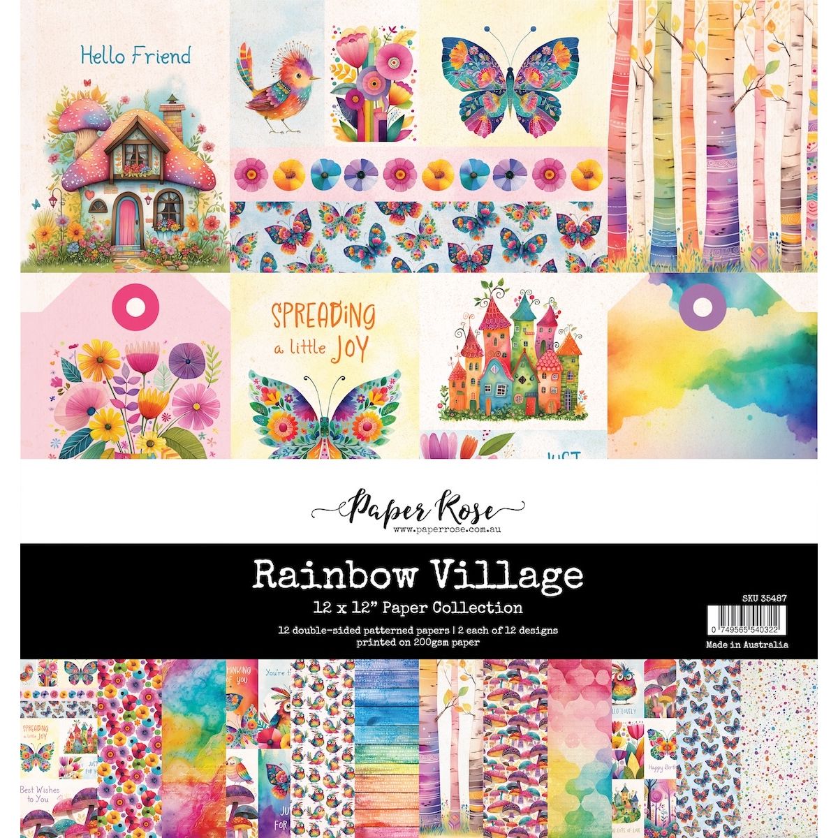 Paper Rose Rainbow Village 12x12 Paper Pack 35487