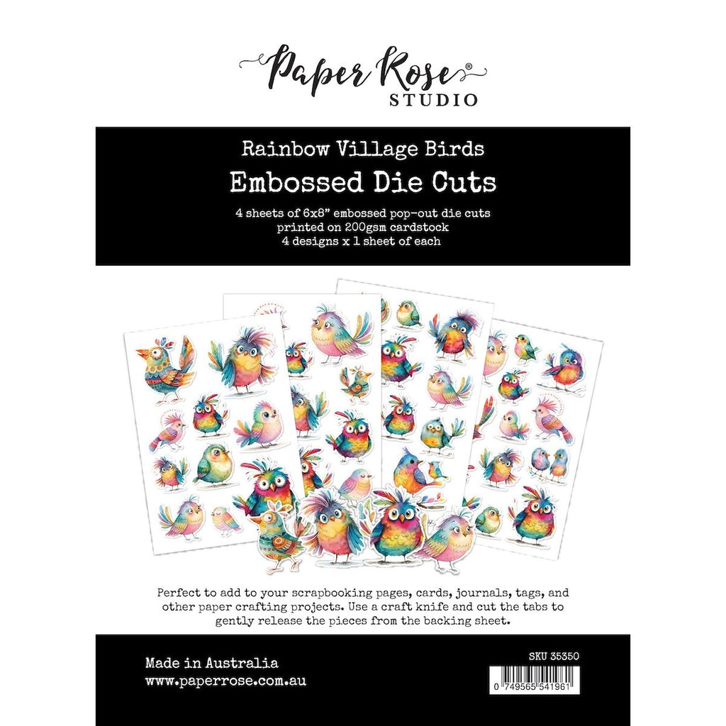 Paper Rose Rainbow Village Birds Embossed Die Cuts 35350