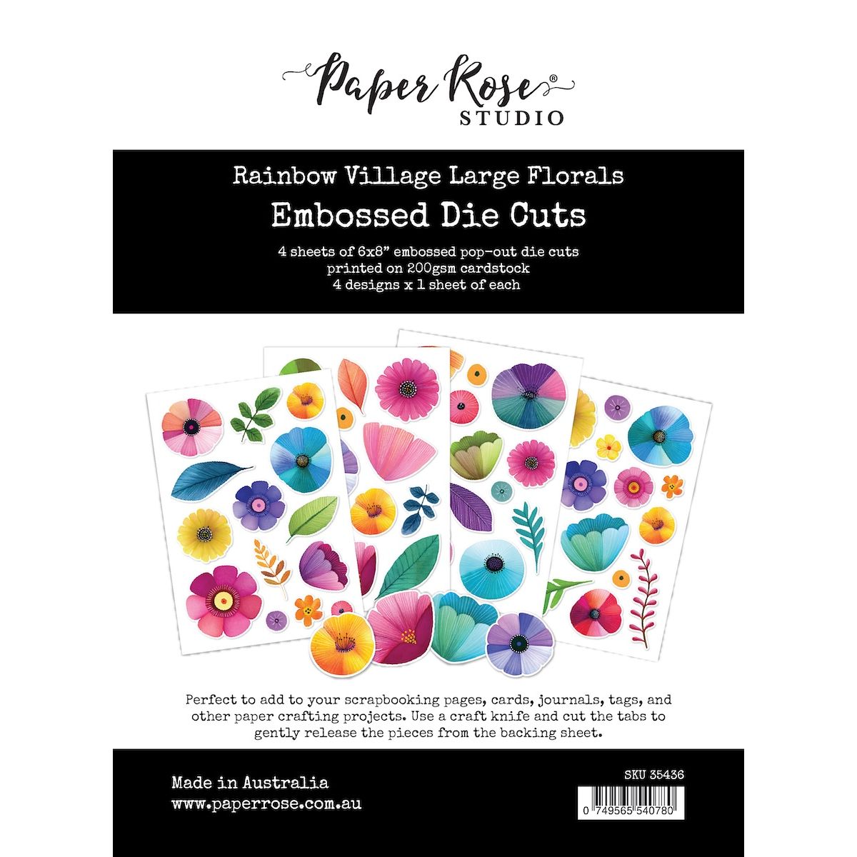 Paper Rose Rainbow Village Large Floral Embossed Die Cuts 35436