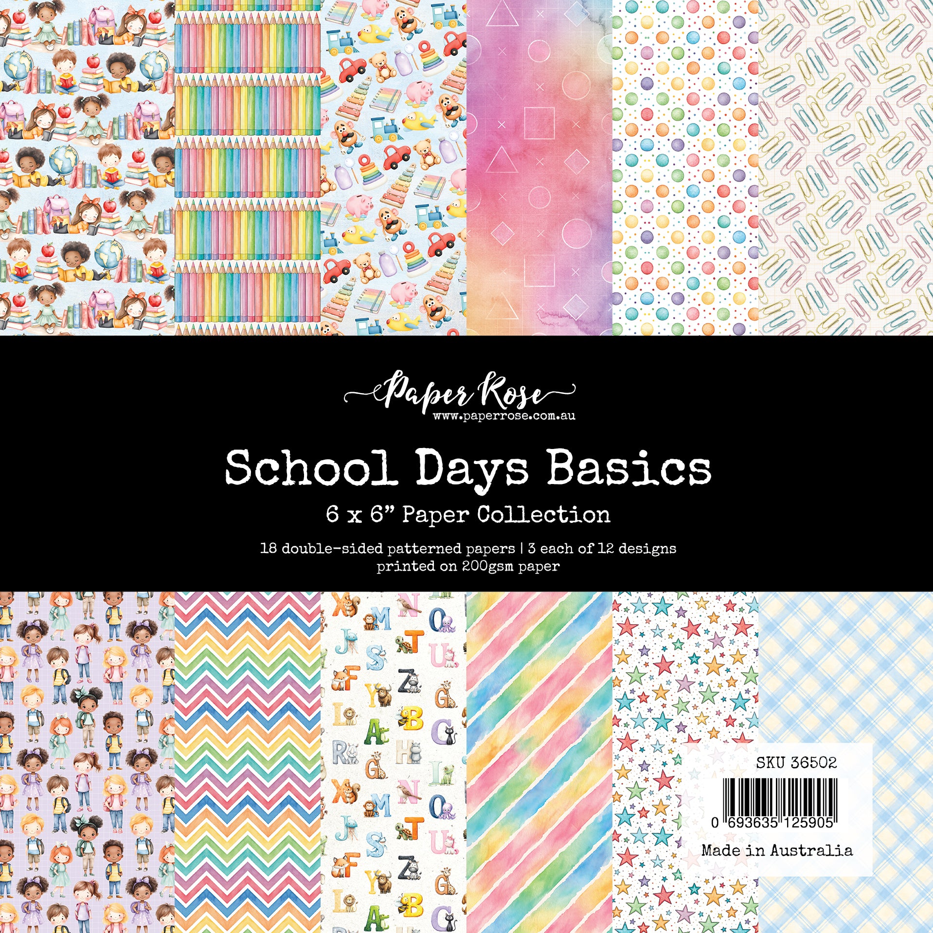 Paper Rose School Days Basics 6x6 Paper 36502