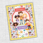 Paper Rose School Days Basics 6x6 Paper 36502 kids with backpacks new friends hello school card