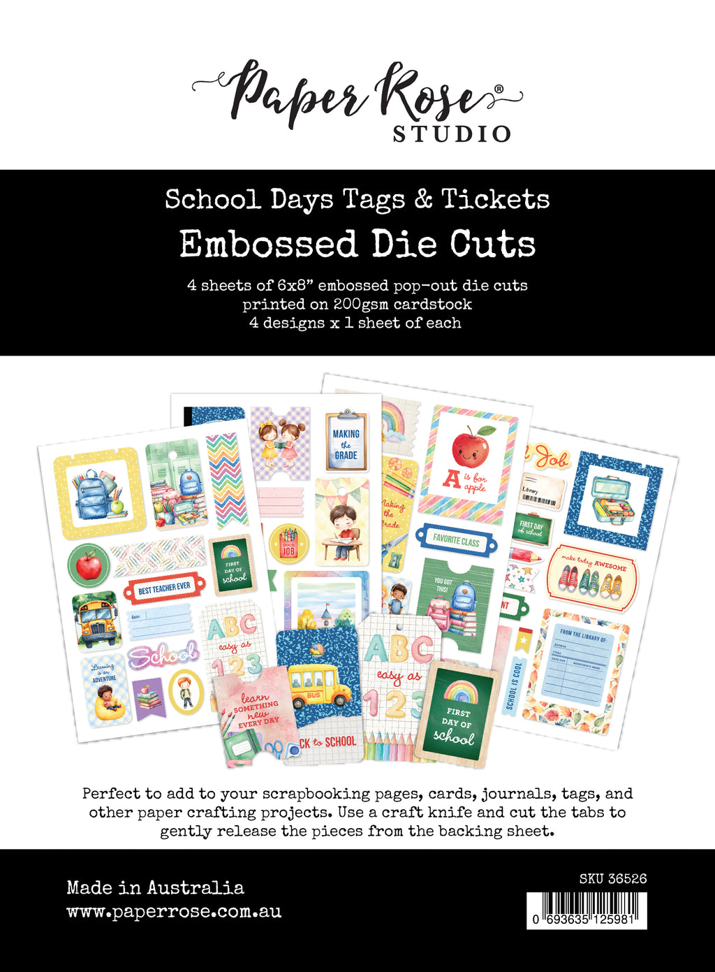 Paper Rose School Days Tags and Tickets Embossed Die Cuts 36526