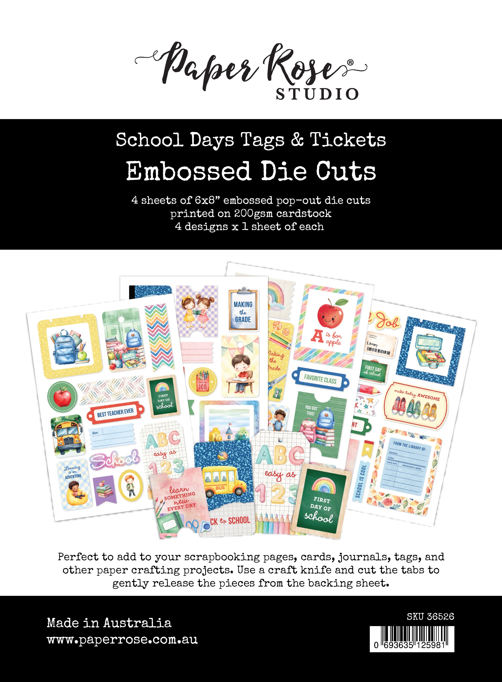Paper Rose School Days Tags and Tickets Embossed Die Cuts 36526