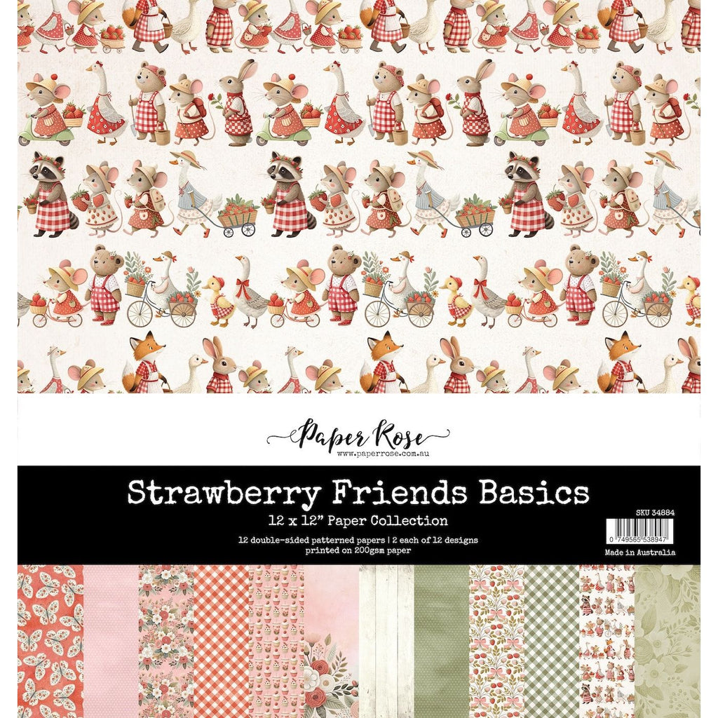 Paper Rose Strawberry Friends Basics 12x12 Paper 34884