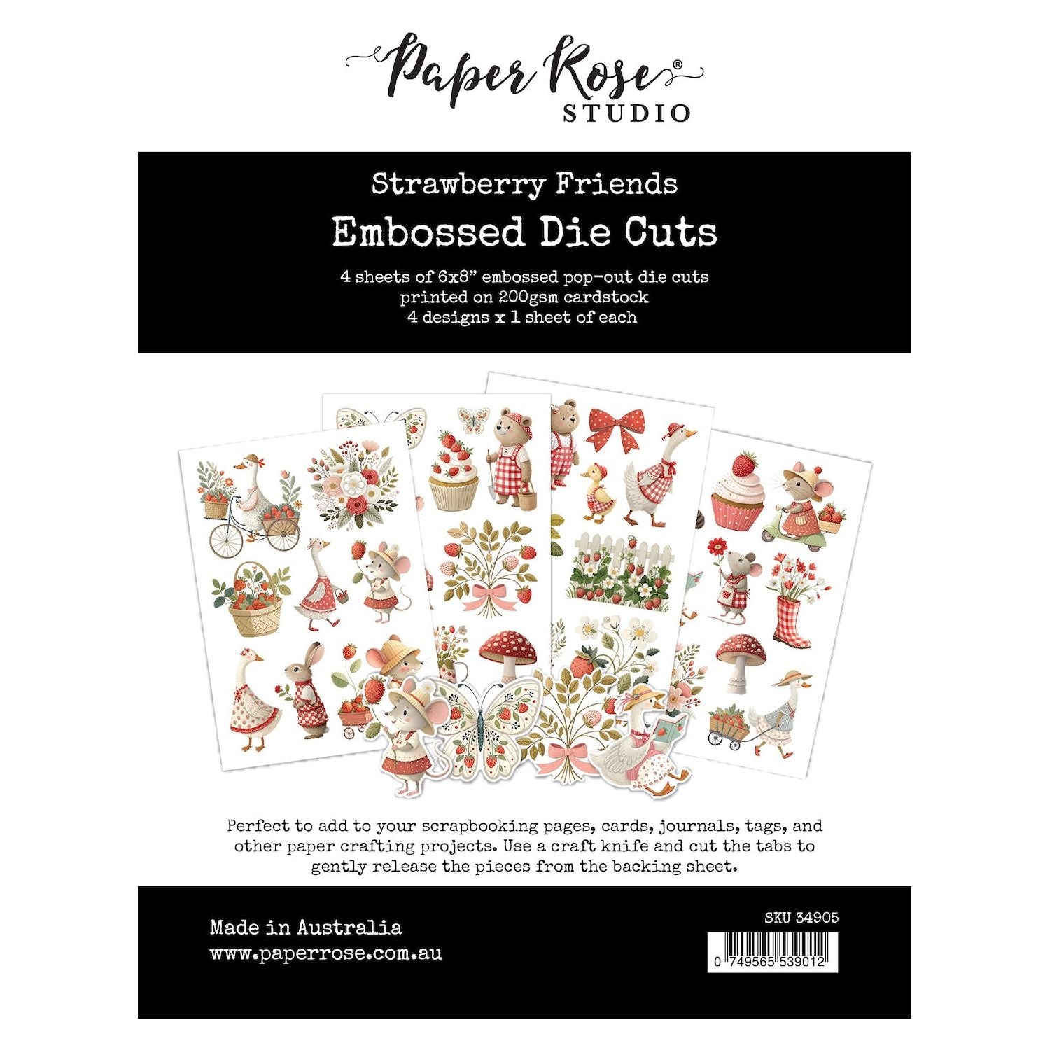 Paper Rose Strawberry Friends Embossed Die Cuts 34905