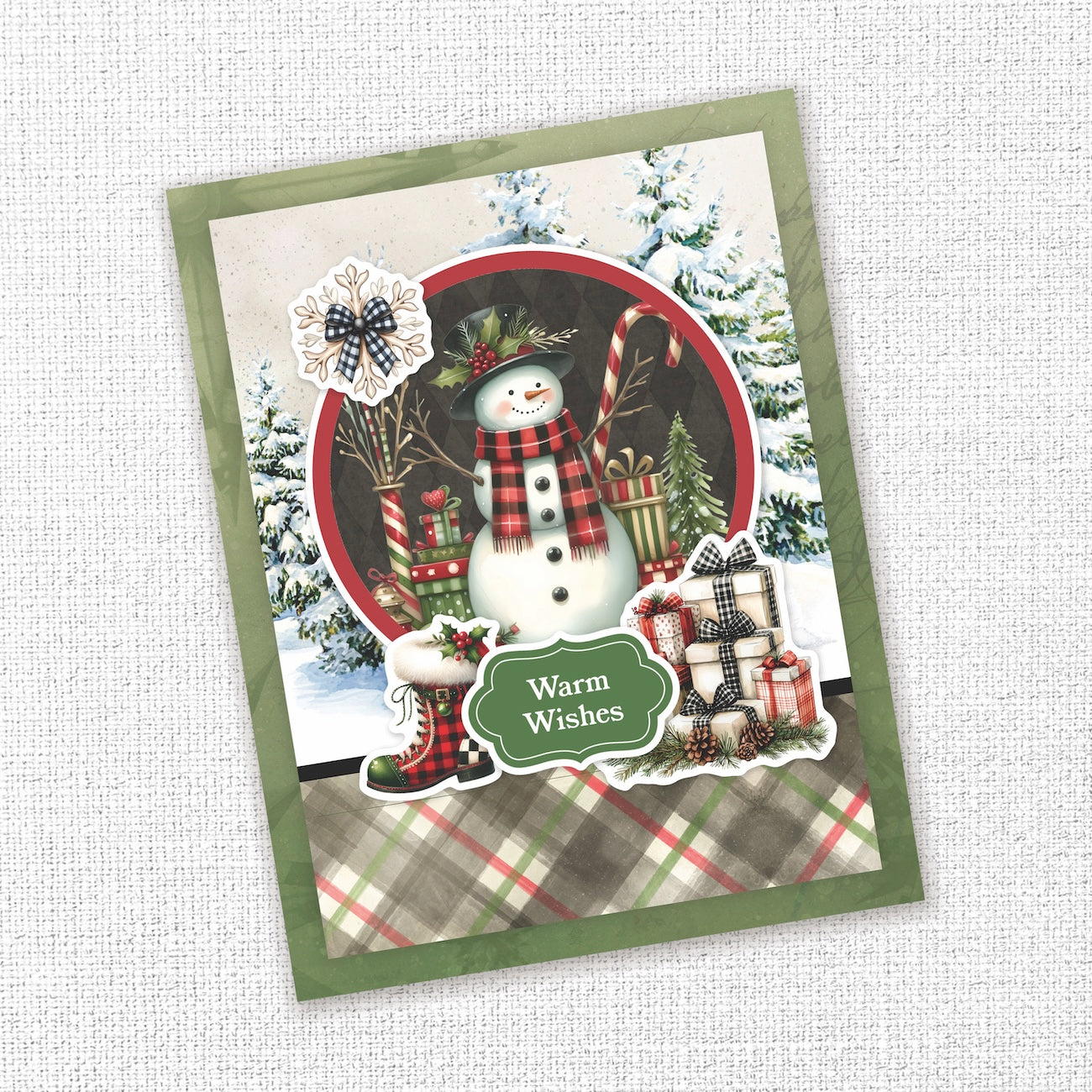 Paper Rose Studio Christmas Wishes 6x6 Paper 37081 presents snowman snow tree background warm wishes card