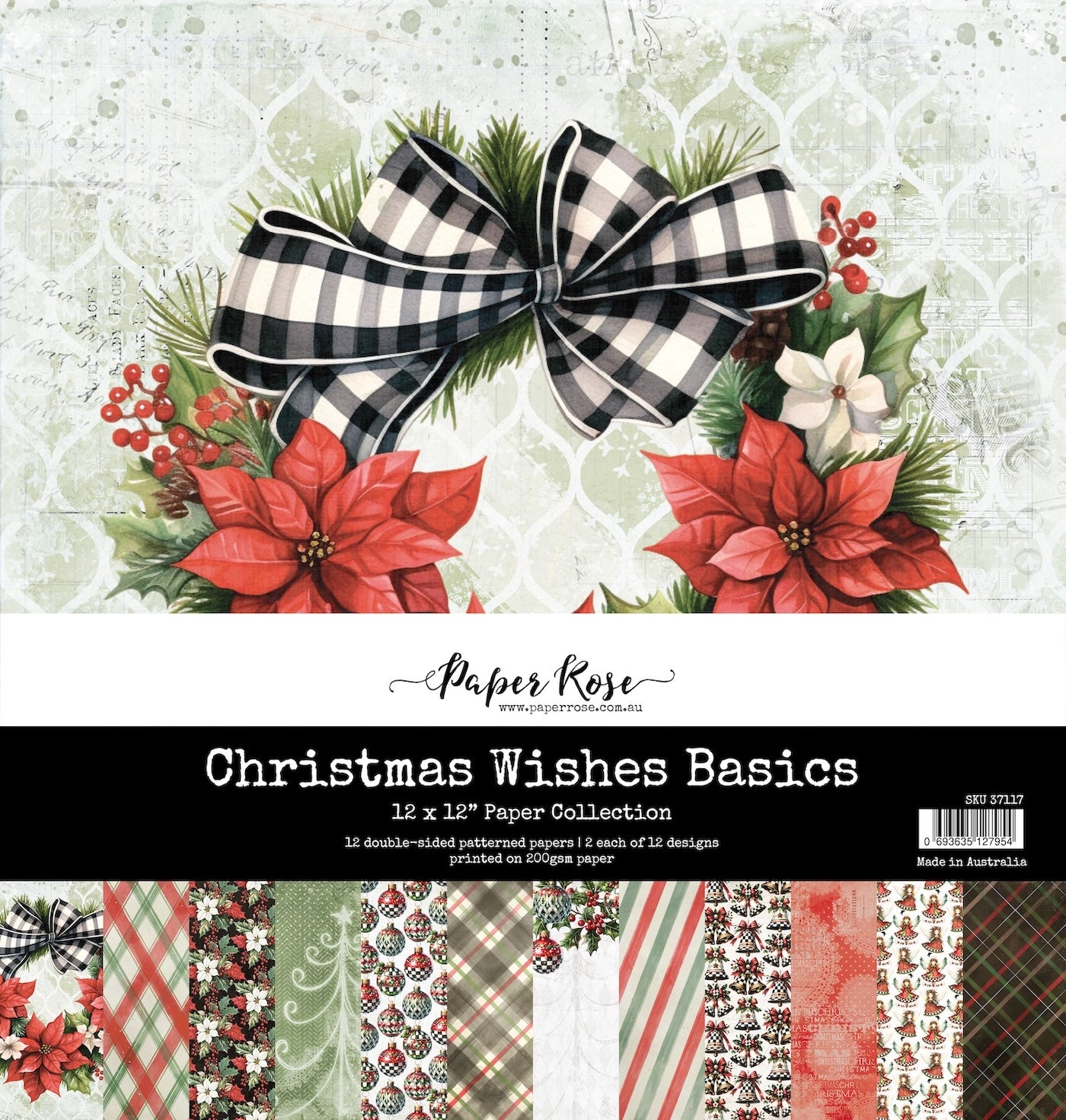 Paper Rose Studio Christmas Wishes Basics 12x12 Paper 37117