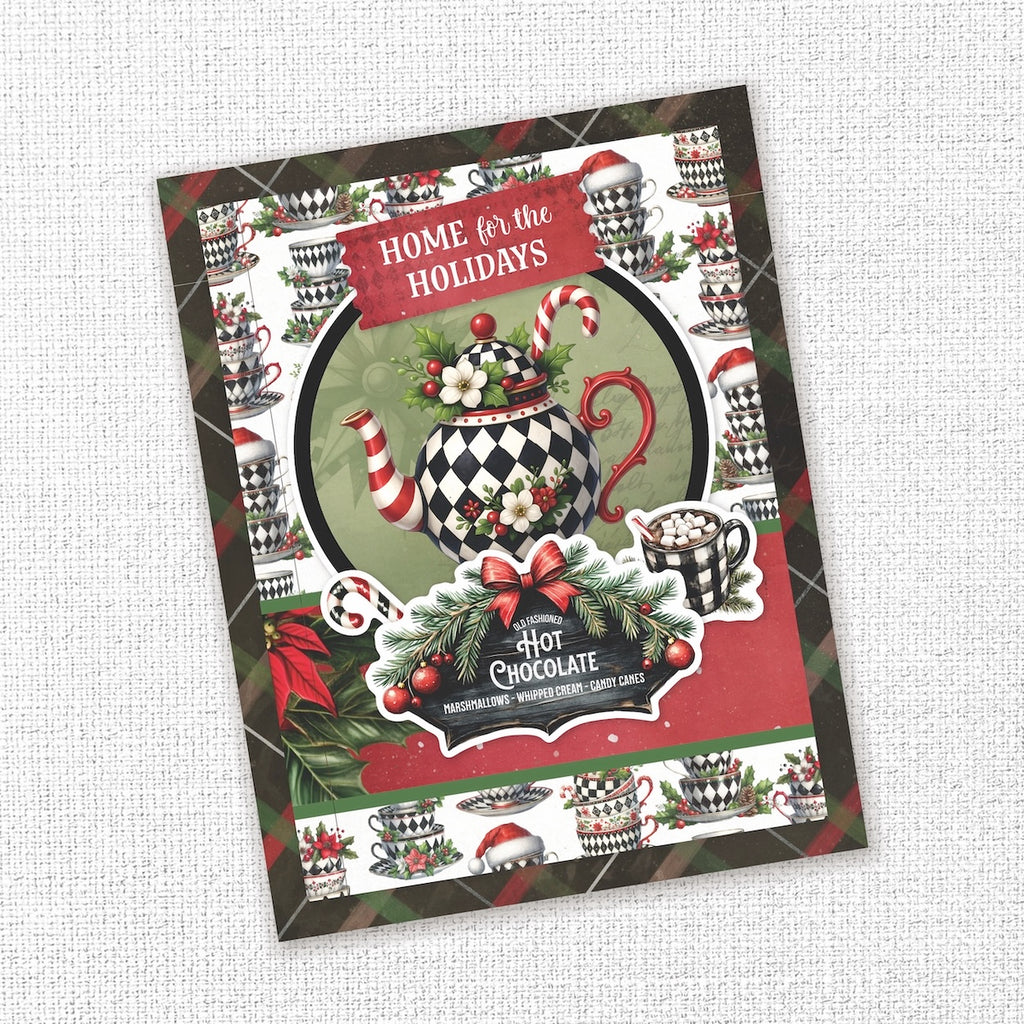 Paper Rose Studio Christmas Wishes Basics 6x6 Paper 37114 hot choclate garland tea cup with santa hat card