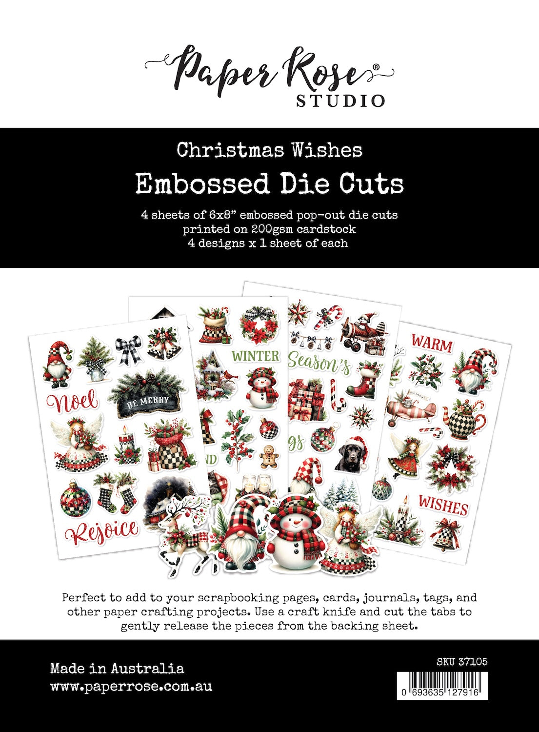 Paper Rose Studio Christmas Wishes Embossed Die Cuts 37105