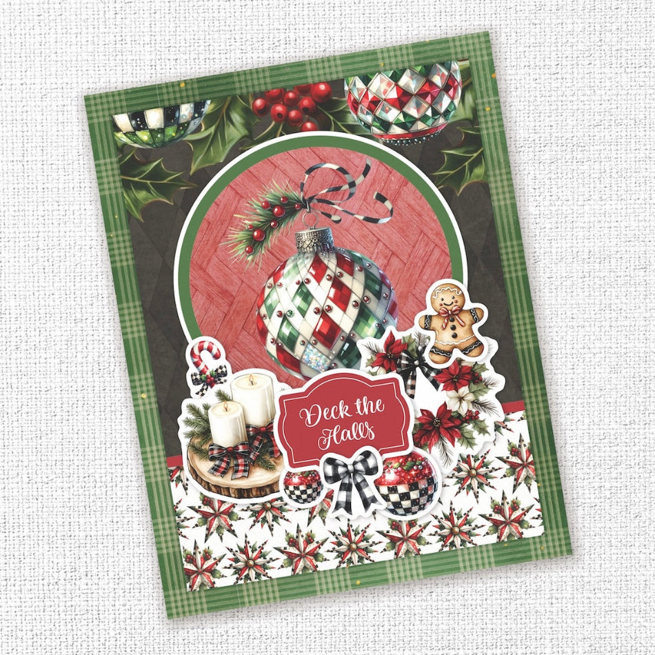 Paper Rose Studio Christmas Wishes Embossed Die Cuts 37105 candy cane ornaments checkered bow card