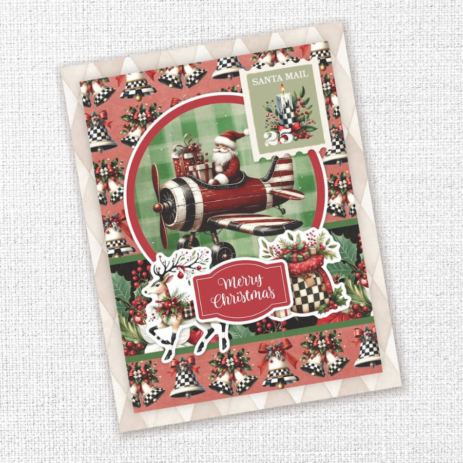 Paper Rose Studio Christmas Wishes Embossed Die Cuts 37105 santa mail santa in plane christmas card